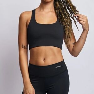 Urthwear Ecomoss Low Neck Racerback Raven Black Bra Size Large